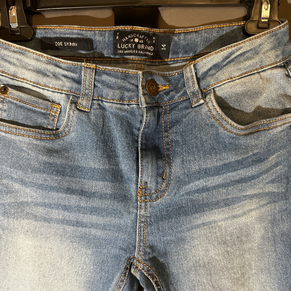 Lucky Brand Zoe Skinny Jeans Youth Size 14 Adjustable Waist Medium Wash